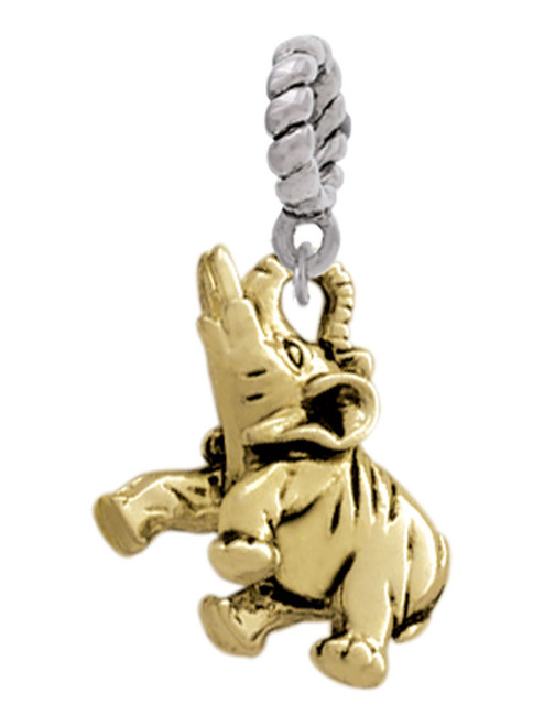 Gold Tone 3-D Elephant Rope Charm Bead Dangle