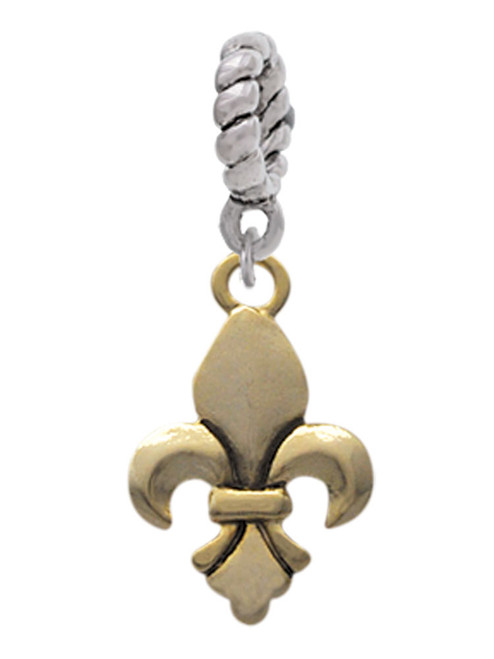Gold Tone Fleur de Lis Rope Charm Bead Dangle