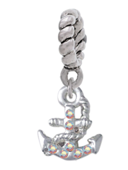 Mini AB Crystal Anchor Rope Charm Bead Dangle
