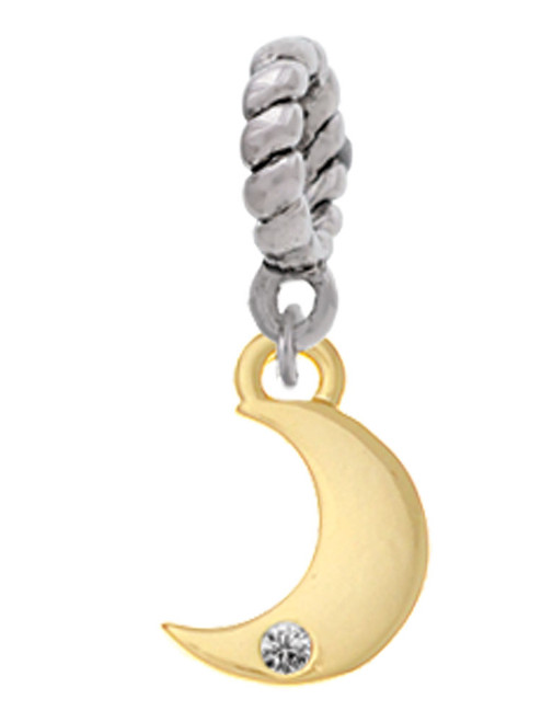 Gold Tone Small Crescent Moon Rope Charm Bead Dangle