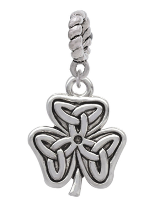 Shamrock with Celtic Knot Rope Charm Bead Dangle