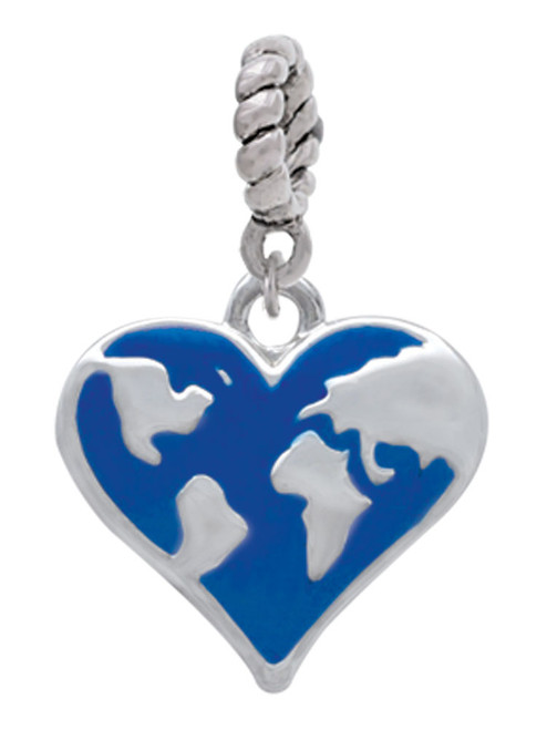Enamel Earth Heart Rope Charm Bead Dangle