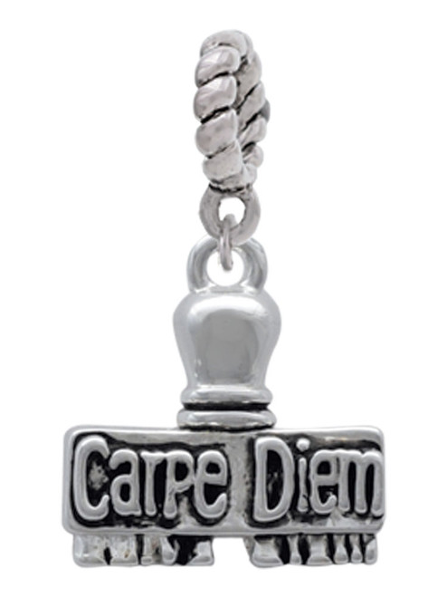 3-D ''Carpe Diem'' Stamp Rope Charm Bead Dangle