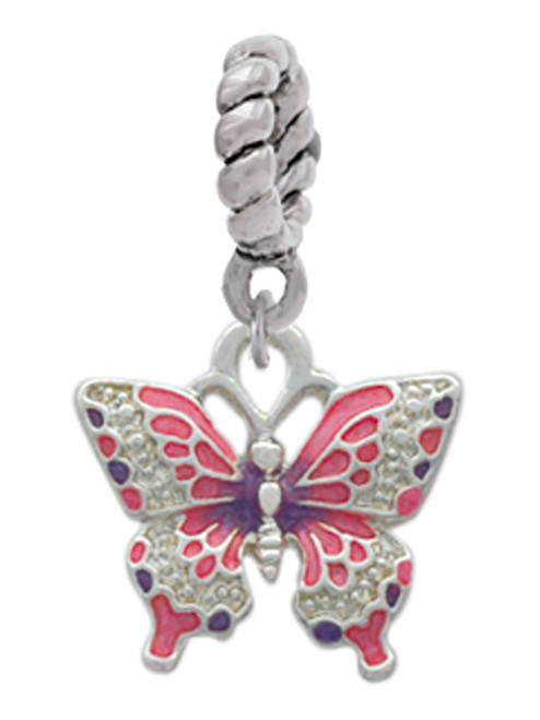 Small Hot Pink & Purple Butterfly Rope Charm Bead Dangle