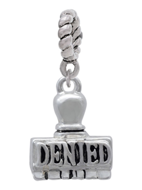 3-D ''Denied'' Stamp Rope Charm Bead Dangle