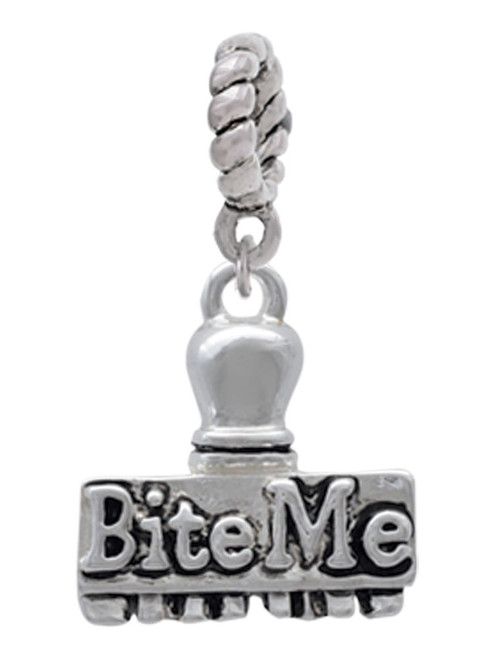 3-D ''Bite Me'' Stamp Rope Charm Bead Dangle