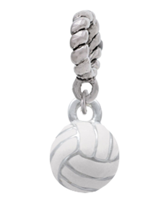 3-D White Volleyball Rope Charm Bead Dangle