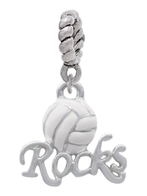 Enamel Volleyball ''Rocks'' Rope Charm Bead Dangle