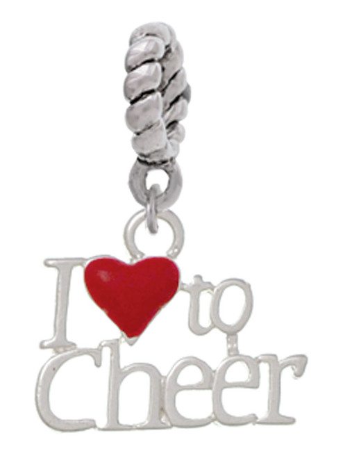 I love to Cheer with Red Heart Rope Charm Bead Dangle