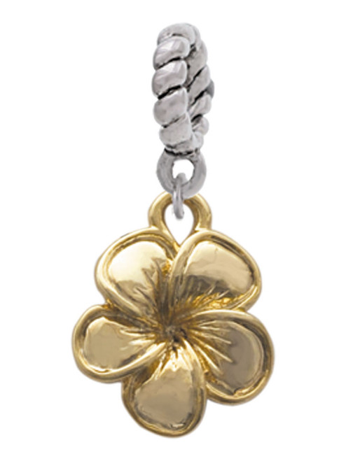 Gold Tone Plumeria Flower Rope Charm Bead Dangle