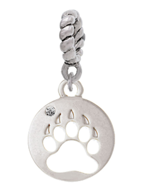 Bear Paw Silhouette Rope Charm Bead Dangle