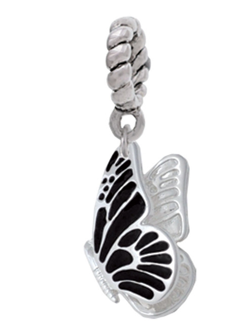 Black Flying Butterfly Rope Charm Bead Dangle