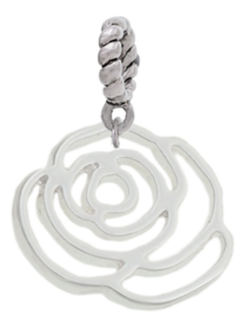 Large Rose Outline Rope Charm Bead Dangle