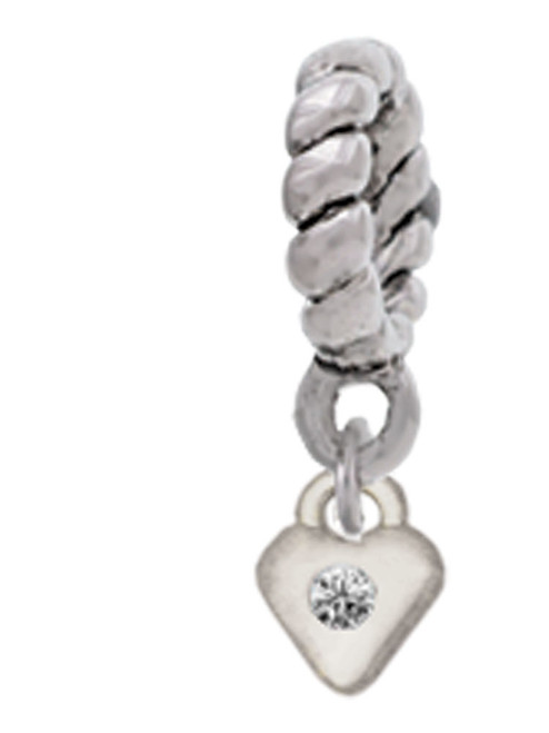 Mini April - Clear Crystal Heart Rope Charm Bead Dangle