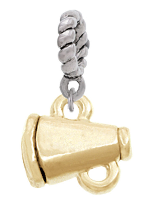 Mini Gold Tone Megaphone Rope Charm Bead Dangle