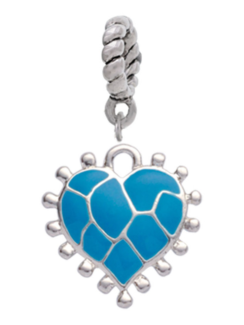 Hot Blue Giraffe Print Heart Rope Charm Bead Dangle