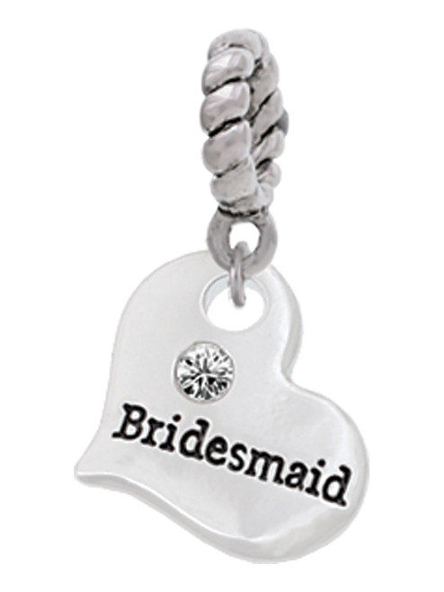 Small Bridesmaid Heart Rope Charm Bead Dangle