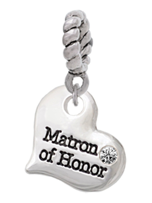 Small Matron of Honor Heart Rope Charm Bead Dangle