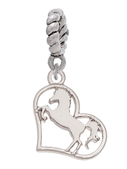 Stallion Silhouette Heart Rope Charm Bead Dangle