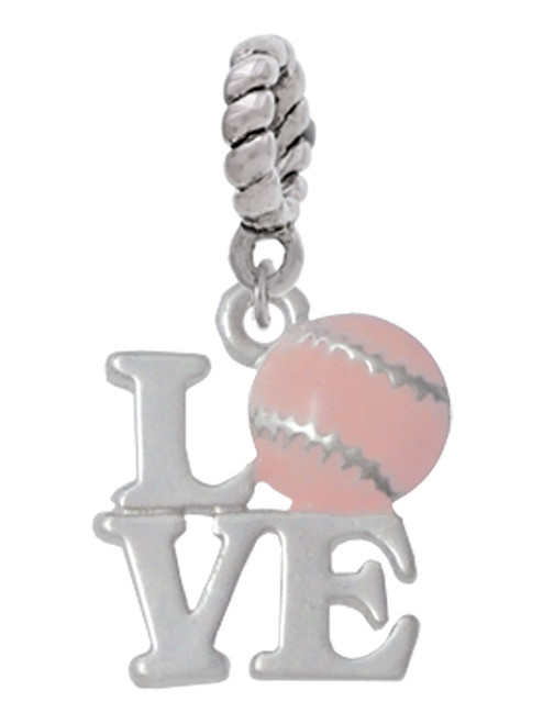 Love with Pink Softball Rope Charm Bead Dangle