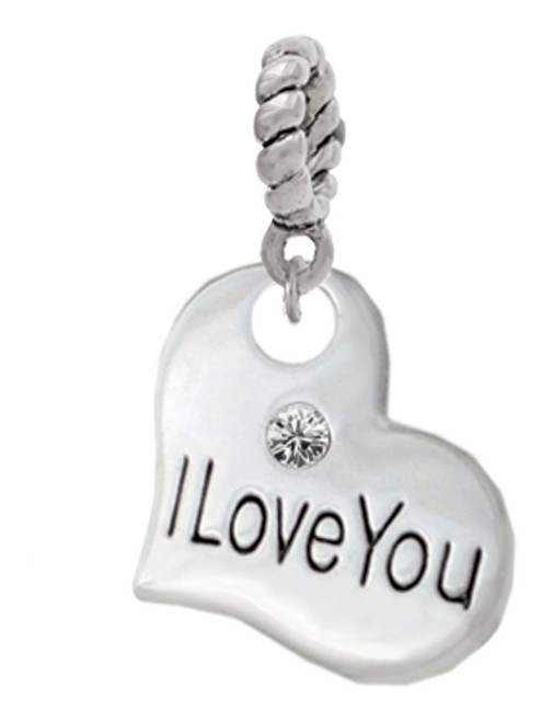 Large I Love You Heart Rope Charm Bead Dangle