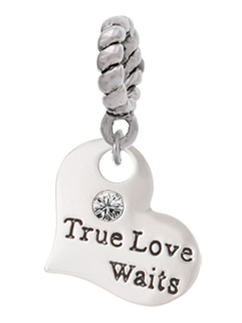 Small True Love Waits Heart Rope Charm Bead Dangle