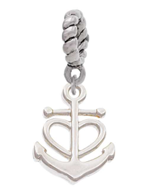 Anchor with Heart Rope Charm Bead Dangle