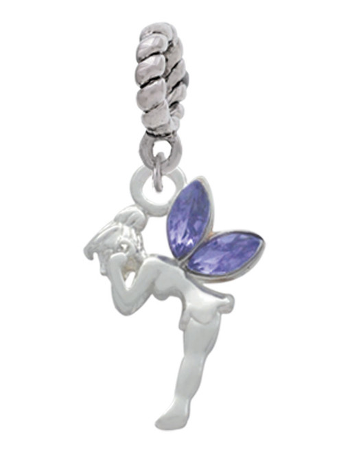 Small Fairy with Purple Wings Rope Charm Bead Dangle