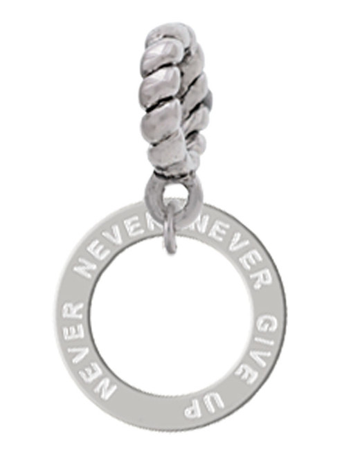Never Give Up Infinity Ring Rope Charm Bead Dangle