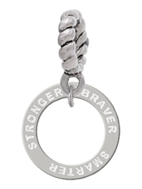 Stronger Braver Smarter Infinity Ring Rope Charm Bead Dangle