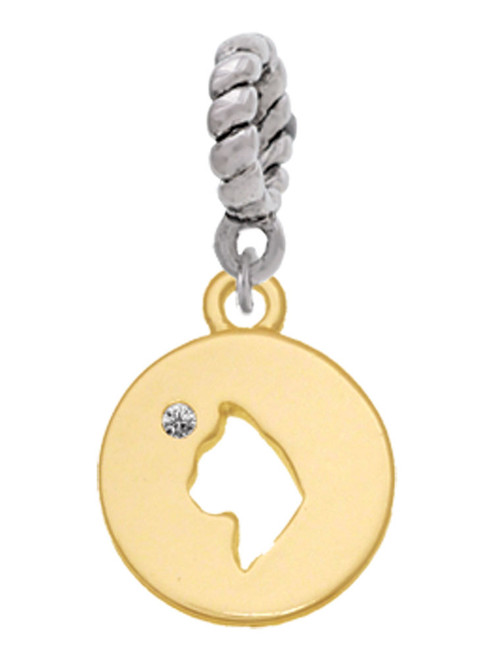 Gold Tone Cat Head Silhouette Rope Charm Bead Dangle