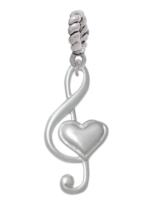 Large Clef with Heart Rope Charm Bead Dangle
