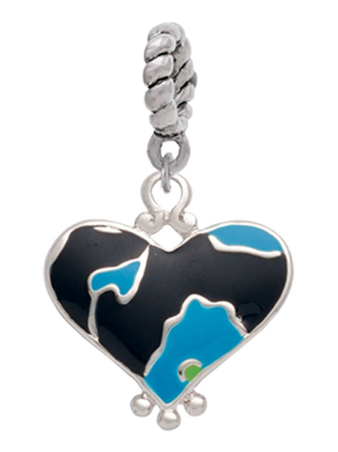 Hot Blue Large Cheetah Print Heart Rope Charm Bead Dangle