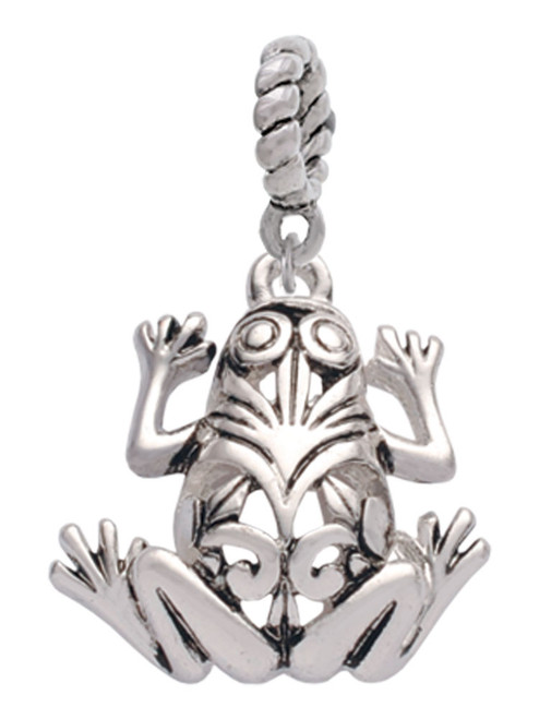 Large Filigree Frog Rope Charm Bead Dangle