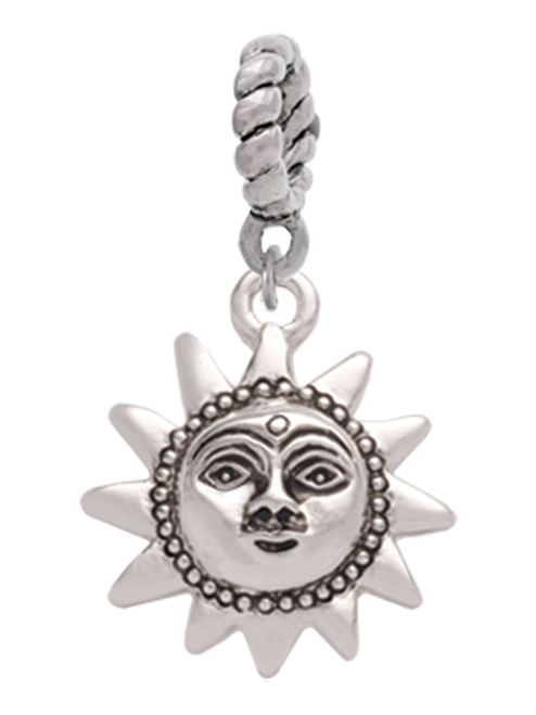 Small Sun Face with Beaded Edging Rope Charm Bead Dangle