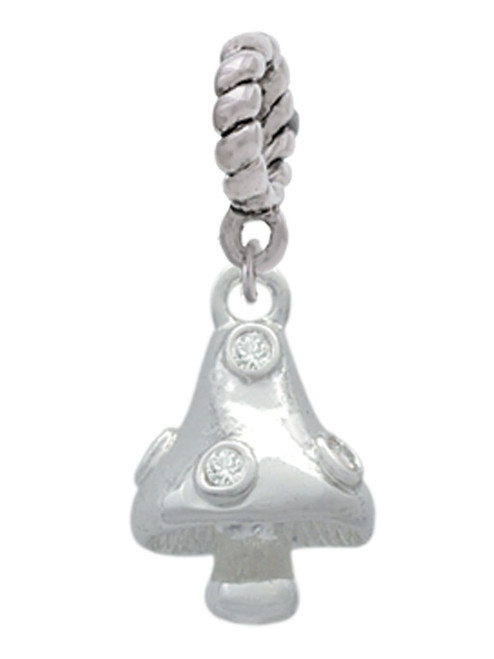 3-D Mushroom with Clear Crystals Rope Charm Bead Dangle