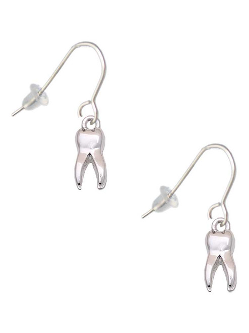 3 Merry Monkeys Silvertone 3-D Tooth - French Earrings