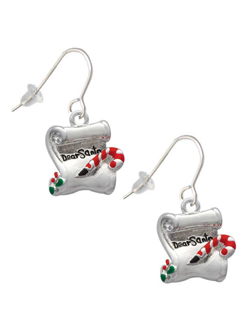 3 Merry Monkeys Silvertone Letter to Santa - French Earrings