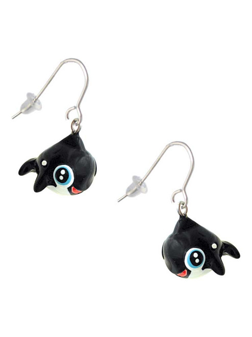 3 Merry Monkeys Resin Killer Whale - French Earrings