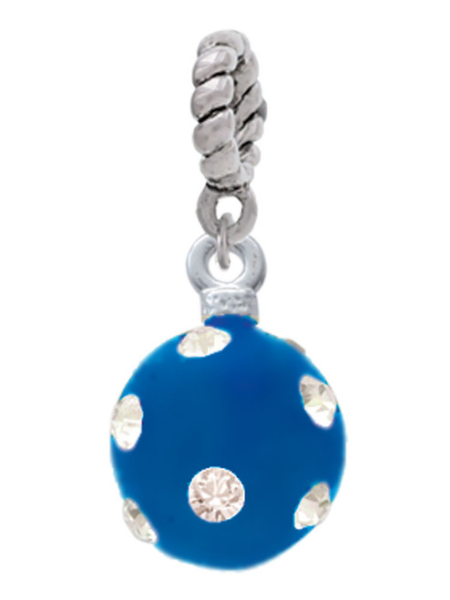 3-D Frosted Blue Resin Ornament with Crystals Rope Charm Bead Dangle
