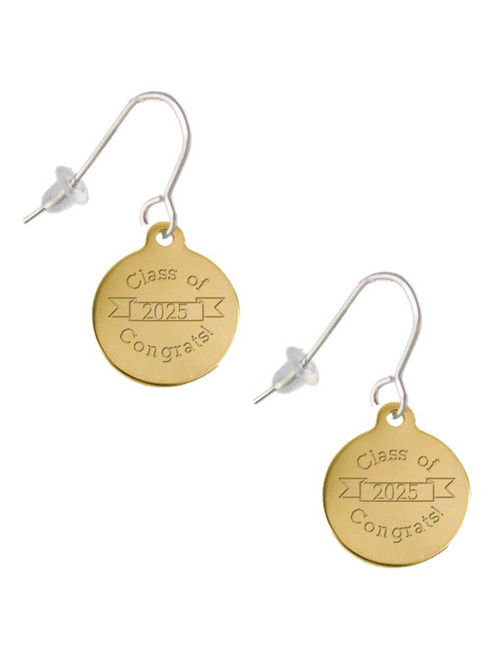3 Merry Monkeys Goldtone Engraved Class of - French Earrings
