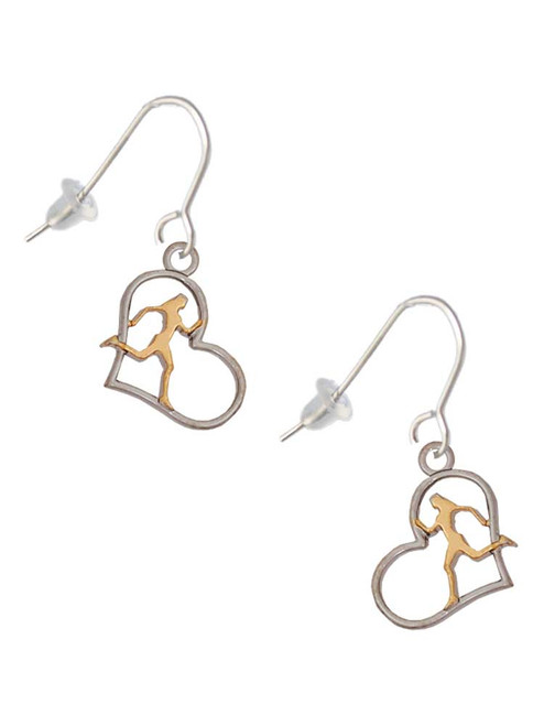 3 Merry Monkeys Plated Runner Silhouette in Heart - French Earrings