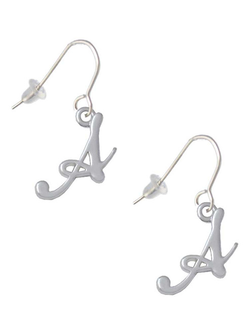 3 Merry Monkeys Silvertone Small Gelato Script Initial - French Earrings