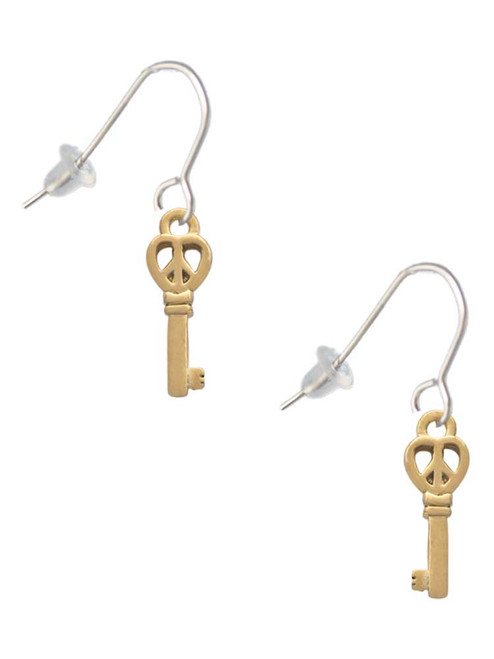 3 Merry Monkeys Plated Mini Open Peace Heart Key - French Earrings