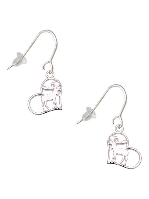 3 Merry Monkeys Plated Moose in Heart - French Earrings