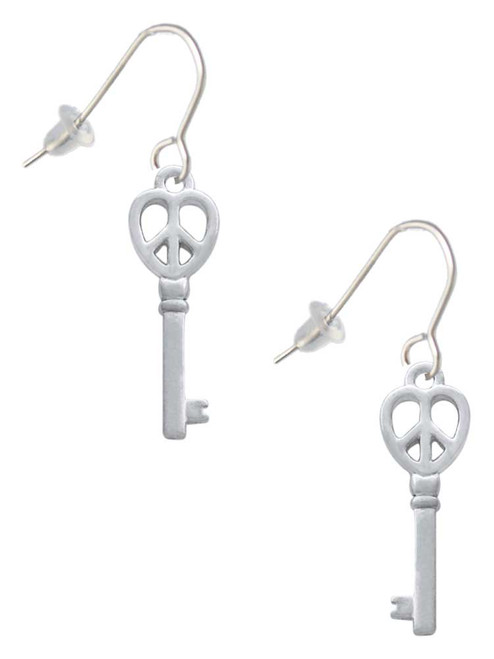 3 Merry Monkeys Plated Open Peace Heart Key - French Earrings