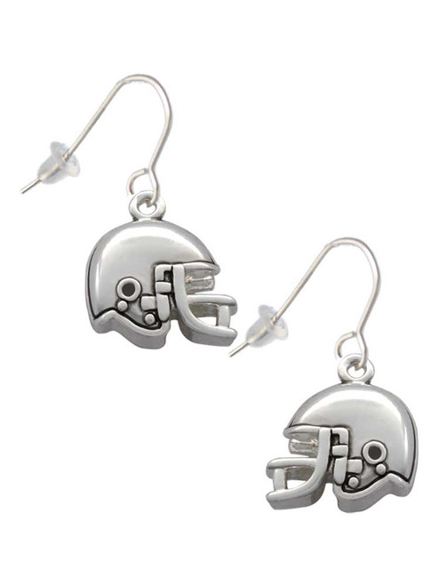 3 Merry Monkeys Silvertone Small Enamel Football Helmet - French Earrings