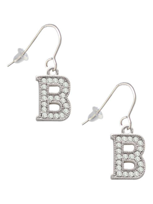 3 Merry Monkeys Silvertone Crystal Initial - French Earrings