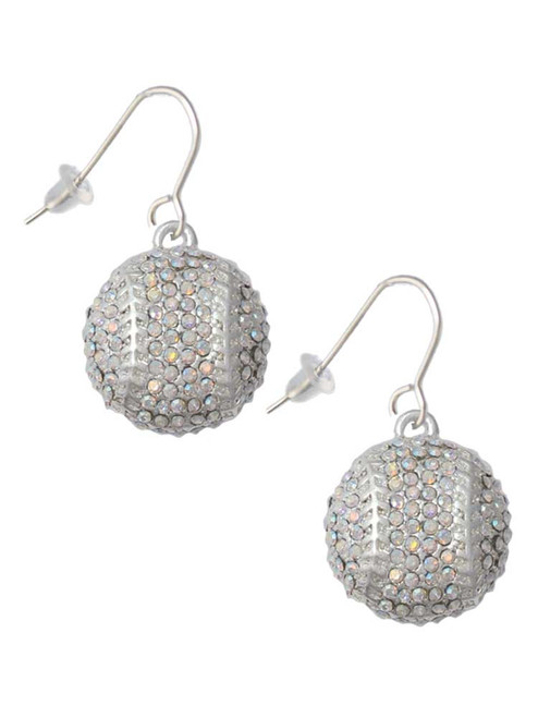 3 Merry Monkeys Silvertone Large Super Sparkle Crystal Softball - French Earrings