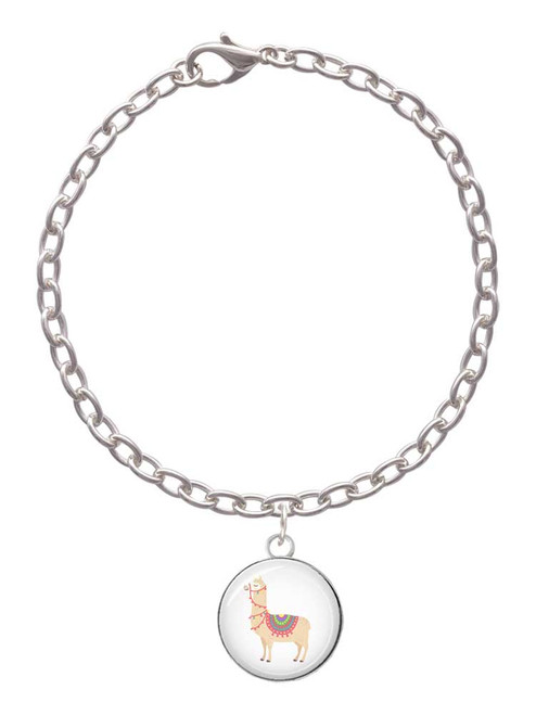 3 Merry Monkeys Silvertone Domed Llama - Charm Bracelet